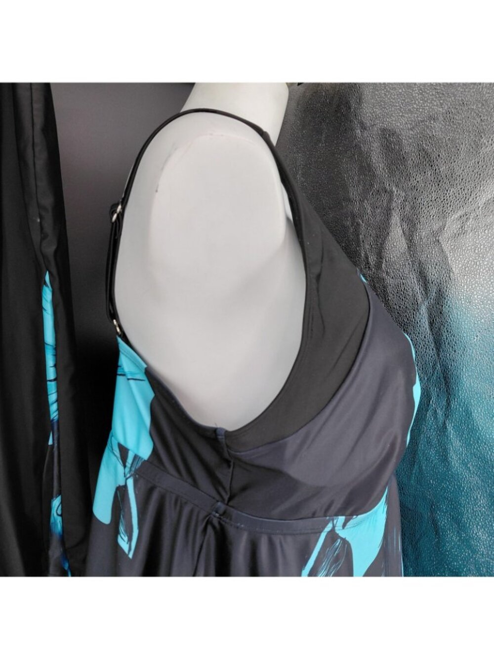 Hanna Nikole Tankini Swimsuit Set Women 20W Blue Floral Tropical Swim Long Short - Picture 5 of 16